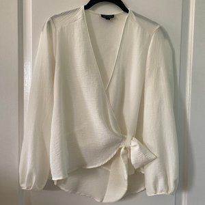 Topshop white side-tie blouse
